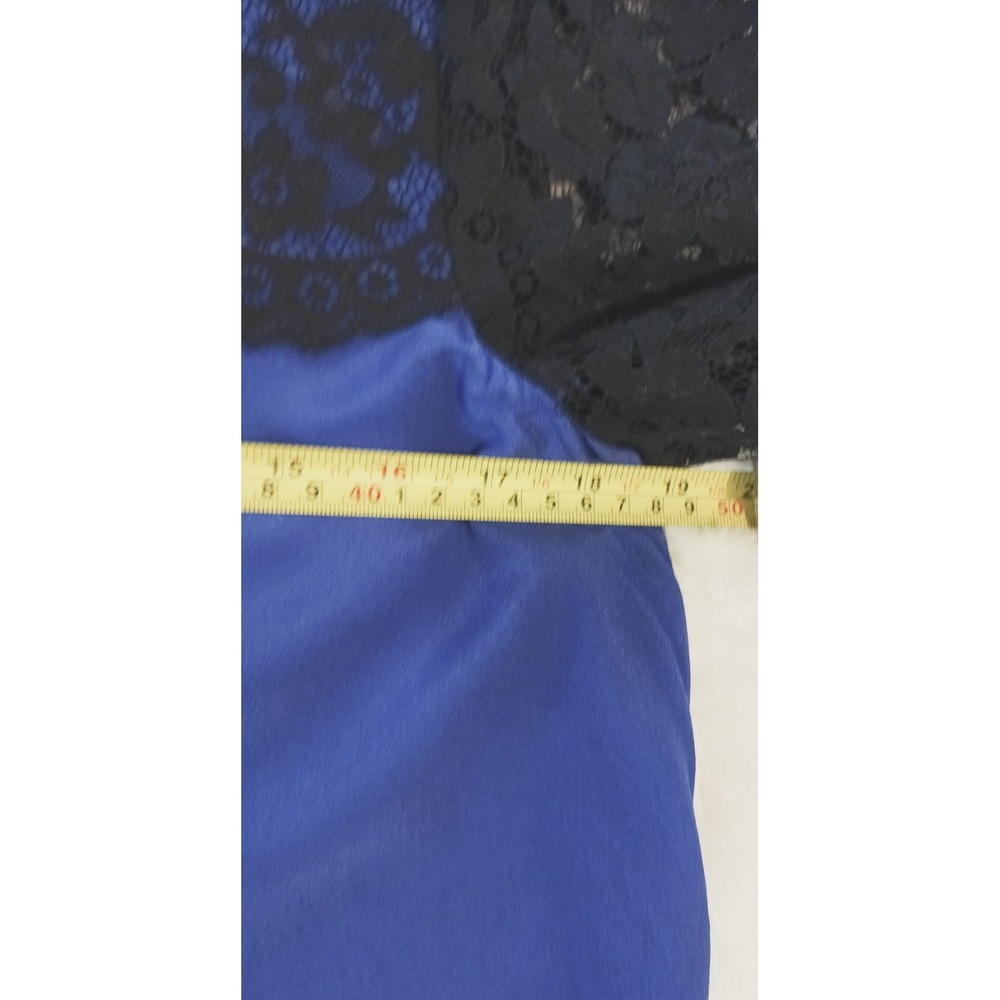 Saks Fifth Avenue Black Collection 100% Silk Blouse Blue Black Lace M - Picture 6 of 6